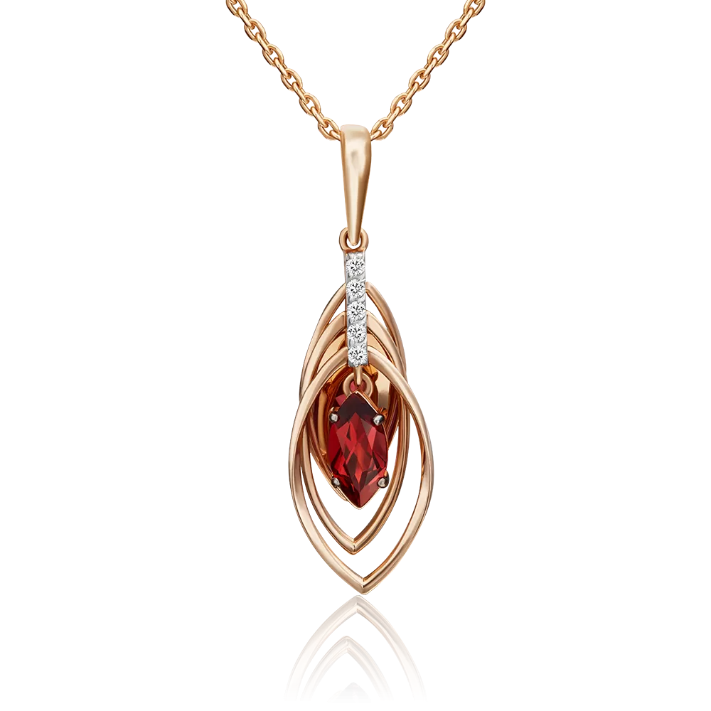 Подвеска из красного золота с гранатом и натуральными топазами white 03-3055-00-264-1110-57