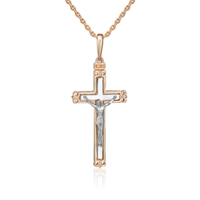 Католический крест из комбинированного золота 03-3558-00-000-1111