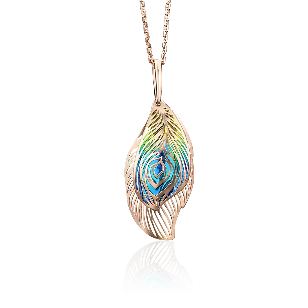 Подвеска «Перо» из красного золота с эмалью 03-2594-00-000-1110