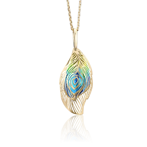 Подвеска «Перо» из лимонного золота с эмалью 03-2594-00-000-1130