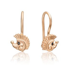 Детские серьги «Ёжики» с французским замком из красного золота с фианитом 02-2901-00-402-1110-03