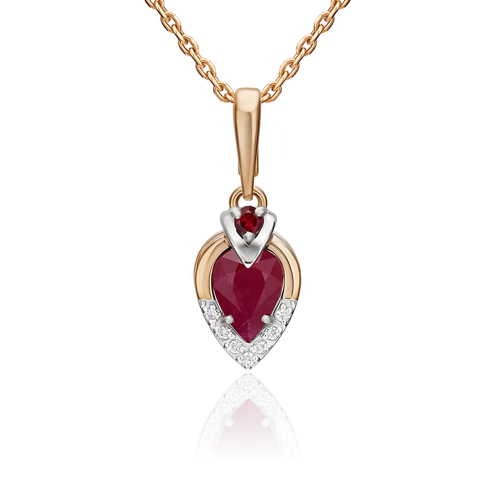 Подвеска из комбинированного золота с рубинами и бриллиантами 03-3461-00-107-1111