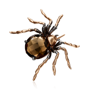 Брошь «Паук» из красного золота с кварцем дымчатым 04-0220-00-202-1110-46