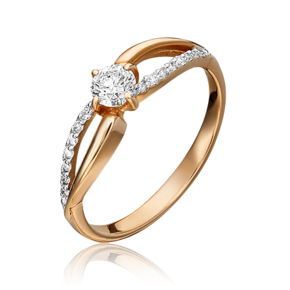 Кольцо из красного золота с фианитами 01-4615-00-501-1110-38
