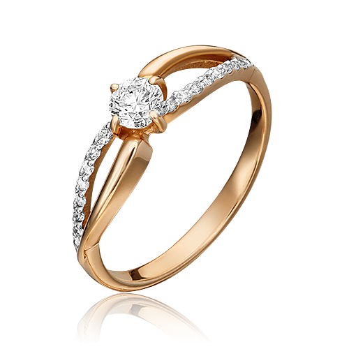 Кольцо из красного золота с фианитами 01-4615-00-501-1110-38