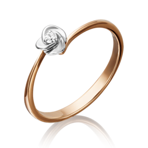 Помолвочное кольцо из комбинированного золота с фианитом 01-4616-00-401-1111-03