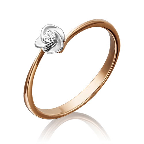 Помолвочное кольцо из комбинированного золота с фианитом 01-4616-00-401-1111-03