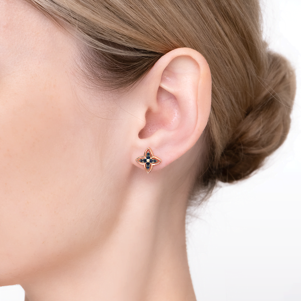 Серьги-пусеты из красного золота с сапфирами 02-5512-00-102-1110