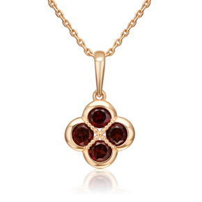 Подвеска «Клевер» из красного золота с гранатами 03-3646-00-204-1110