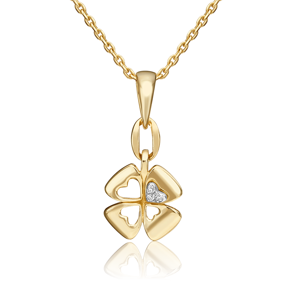 Подвеска «Клевер. Незабываемые моменты» из комбинированного золота с бриллиантами 03-3284-00-101-1121
