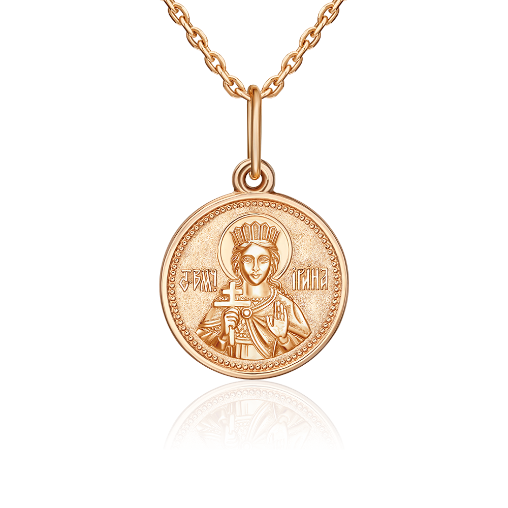 Иконка «Святая великомученица Ирина» из красного золота 03-1776-01-000-1110-01