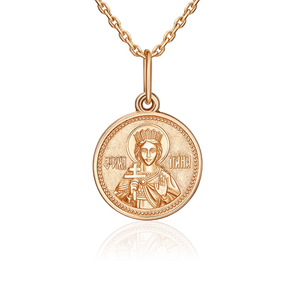 Иконка «Святая великомученица Ирина» из красного золота 03-1776-01-000-1110-01