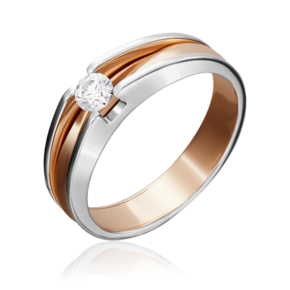 Кольцо из комбинированного золота с фианитом 01-5177-00-501-1111-38