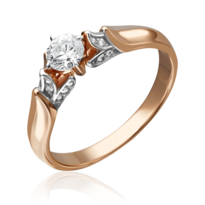 Помолвочное кольцо из красного золота с фианитами 01-5240-00-501-1110-38