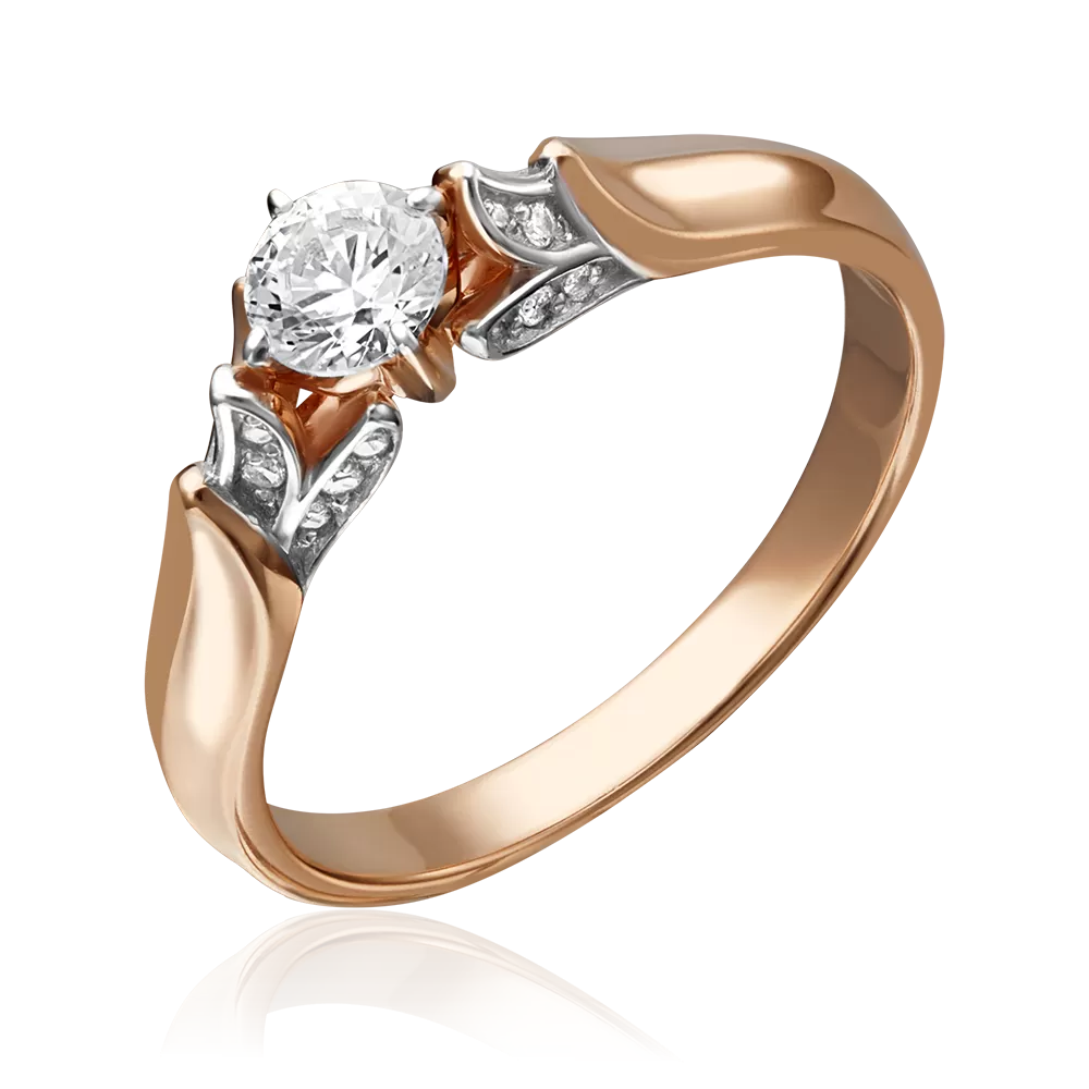 Помолвочное кольцо из красного золота с фианитами 01-5240-00-501-1110-38