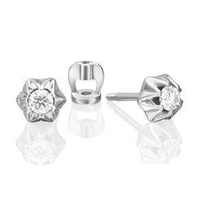 Серьги-пусеты из белого золота с бриллиантом 02-5352-00-101-1120