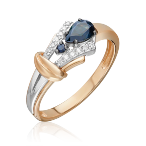 Кольцо из комбинированного золота с сапфирами и бриллиантами 01-5727-00-105-1111