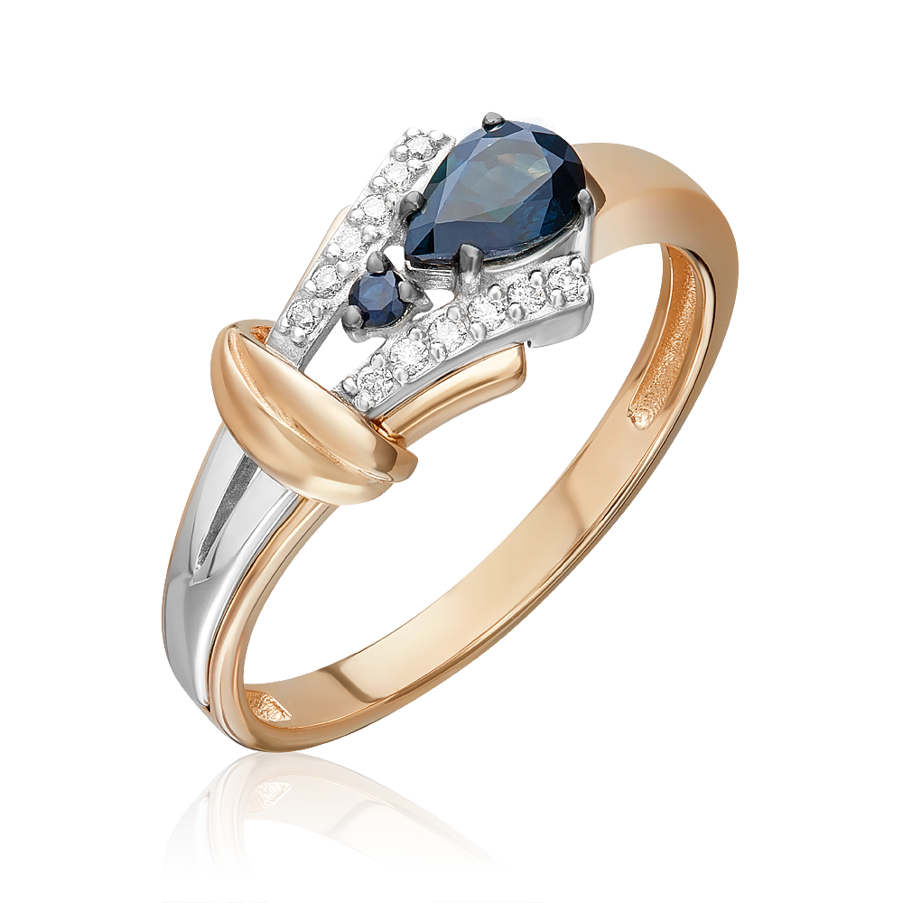 Кольцо из комбинированного золота с сапфирами и бриллиантами 01-5727-00-105-1111