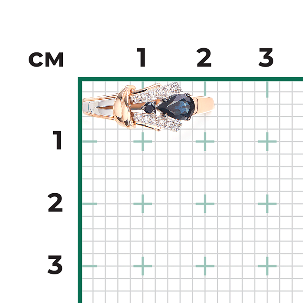 Кольцо из комбинированного золота с сапфирами и бриллиантами 01-5727-00-105-1111