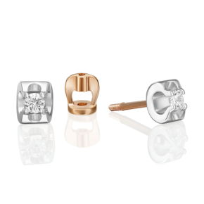 Серьги-пусеты из комбинированного золота с бриллиантом 02-5331-00-101-1111
