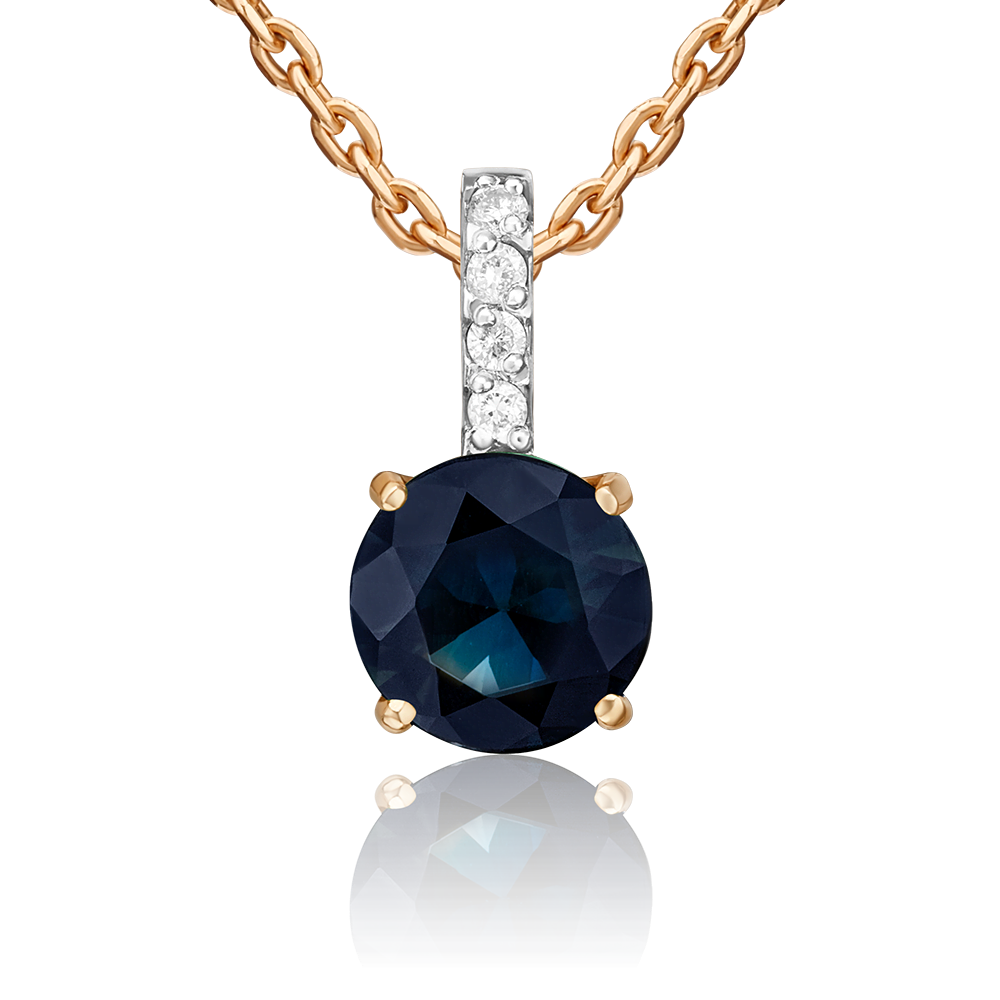 Подвеска из красного золота с сапфиром и бриллиантами 03-0432-00-105-1110-30