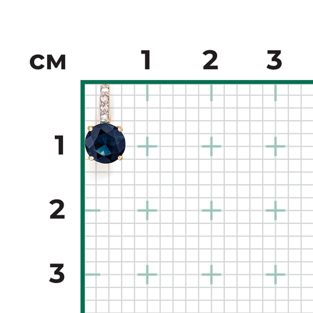 Подвеска из красного золота с сапфиром и бриллиантами 03-0432-00-105-1110-30