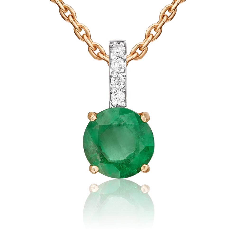Подвеска из красного золота с изумрудом и бриллиантами 03-0432-00-106-1110-30