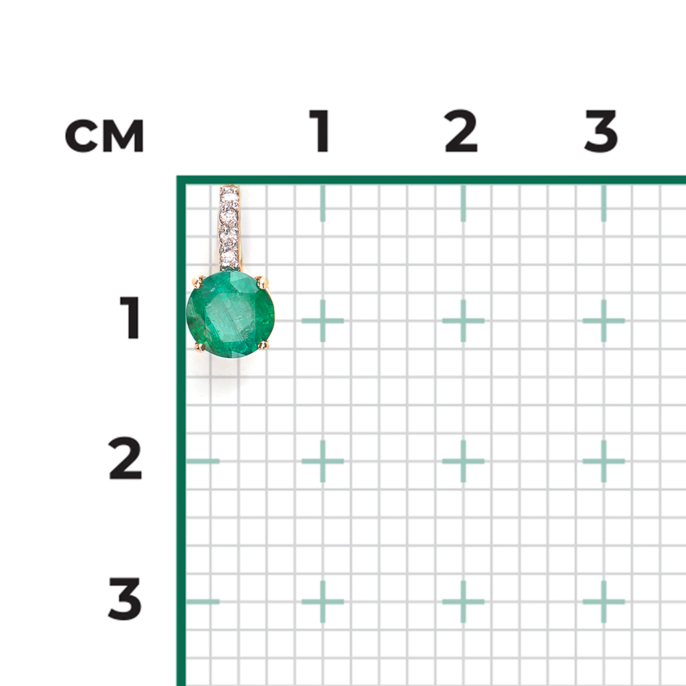 Подвеска из красного золота с изумрудом и бриллиантами 03-0432-00-106-1110-30