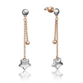Серьги-пусеты «Звёзды» из комбинированного золота 02-4140-00-000-1111-01