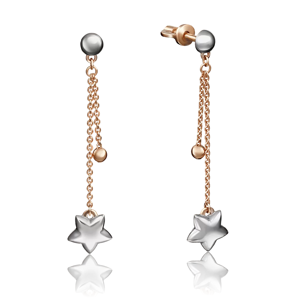 Серьги-пусеты «Звёзды» из комбинированного золота 02-4140-00-000-1111-01