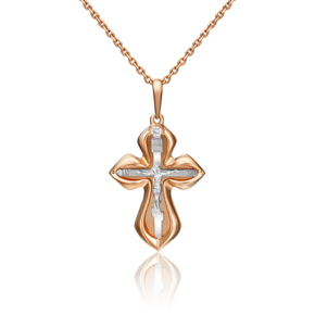 Православный крест из комбинированного золота с бриллиантом 03-2976-00-101-1111-30