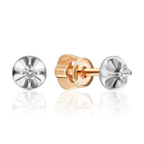 Серьги-пусеты из красного золота с бриллиантом 02-5608-00-101-1110