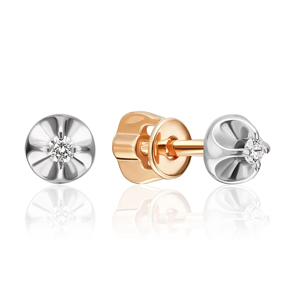 Серьги-пусеты из красного золота с бриллиантом 02-5608-00-101-1110