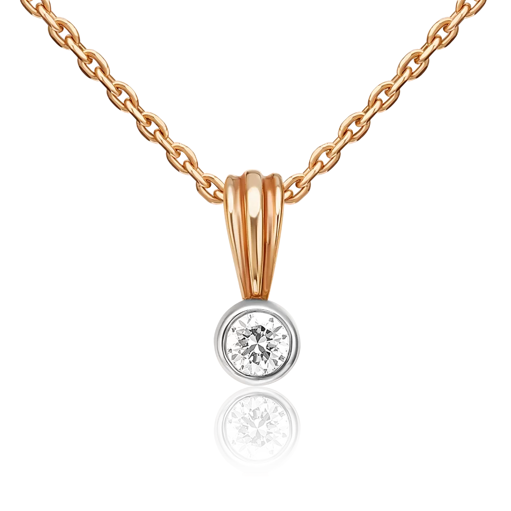 Подвеска из комбинированного золота с бриллиантом 03-0274-00-101-1111-30