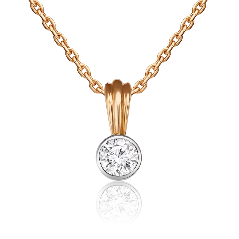 Подвеска из комбинированного золота с бриллиантом 03-0280-00-101-1111-30