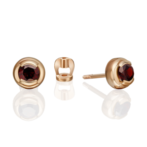 Серьги-пусеты из красного золота с гранатом 02-5391-00-204-1110
