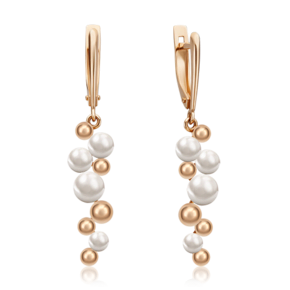 Серьги с английским замком из красного золота с жемчугом культивированным 02-4415-00-301-1110-31