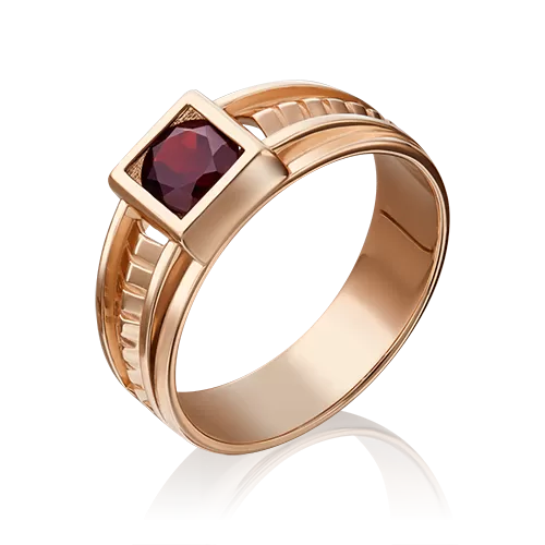 Печатка из красного золота с гранатом 01-5281-00-204-1110-57