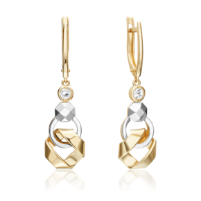 Серьги с английским замком из комбинированного золота с натуральным топазом white 02-5031-00-201-1121