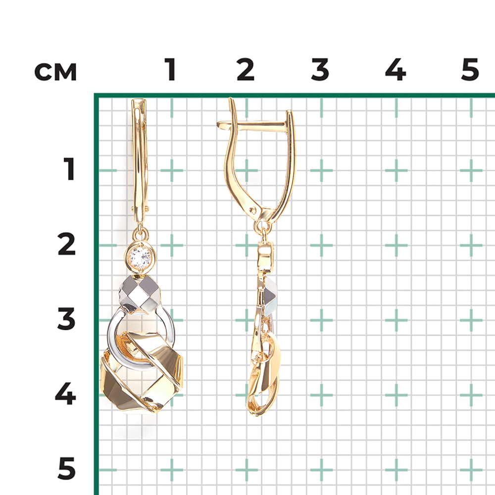 Серьги с английским замком из комбинированного золота с натуральным топазом white 02-5031-00-201-1121