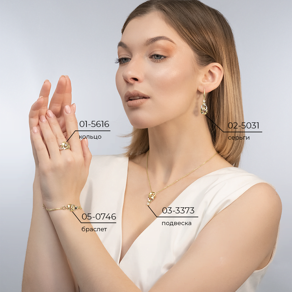 Серьги с английским замком из комбинированного золота с натуральным топазом white 02-5031-00-201-1121