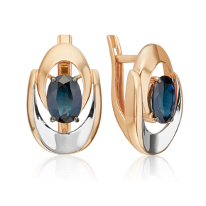 Серьги с английским замком из красного золота с сапфиром 02-5468-00-102-1110