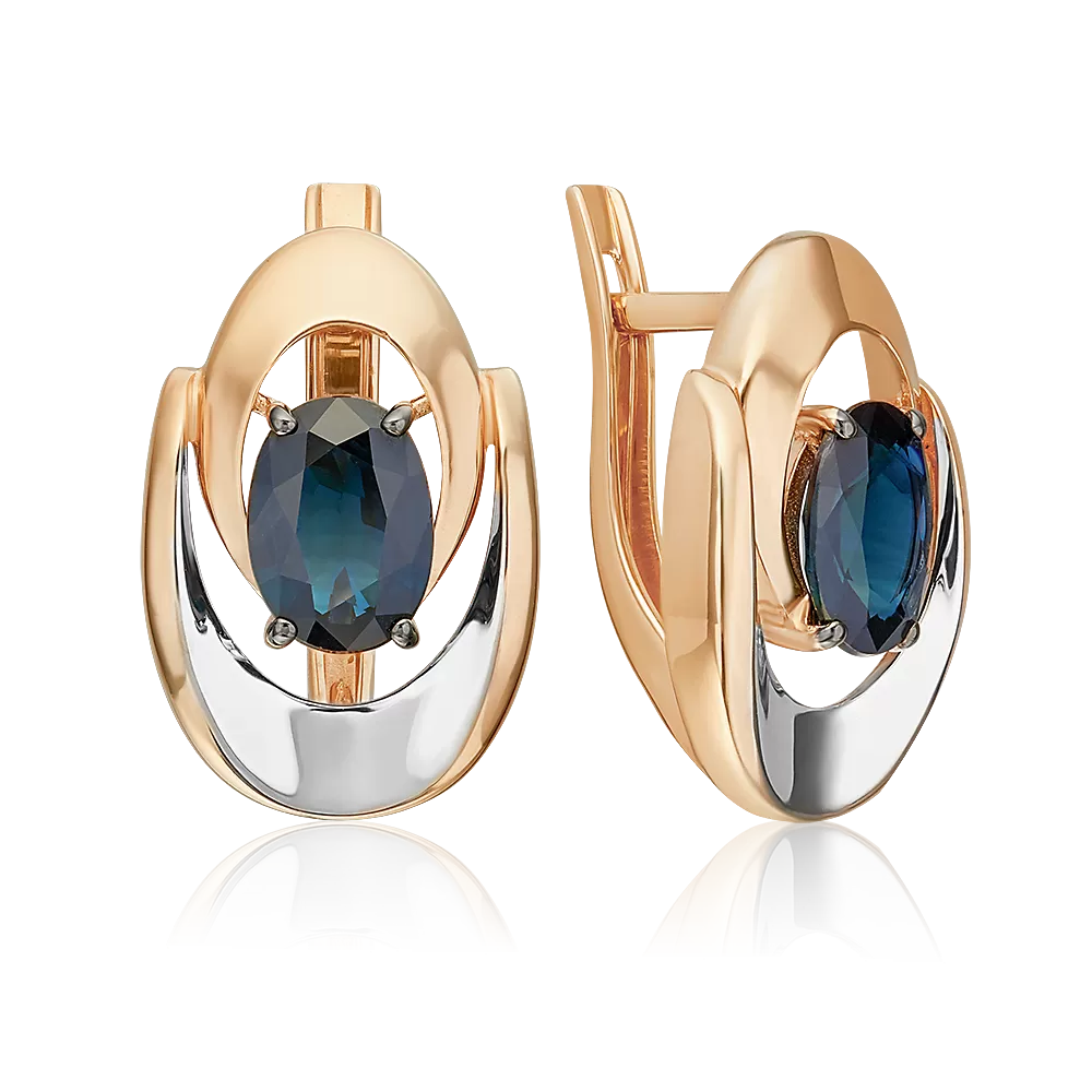 Серьги с английским замком из красного золота с сапфиром 02-5468-00-102-1110