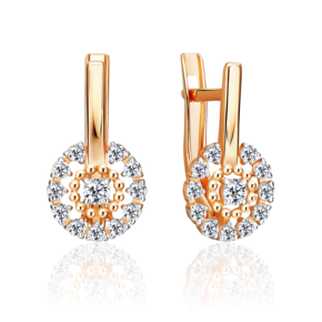 Серьги с английским замком из красного золота с фианитами 02-5580-00-401-1110