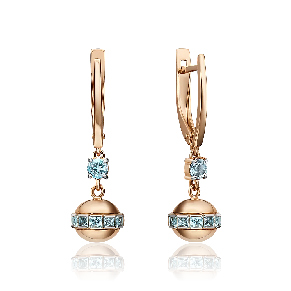 Серьги с английским замком из красного золота с топазами 02-4561-00-201-1110-46