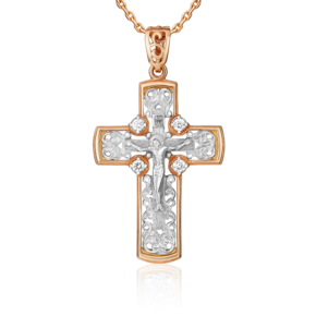Православный крест из комбинированного золота с бриллиантами 03-0325-00-101-1111-30