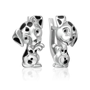 Серьги «Далматинцы» с английским замком из серебра с эмалью 02-5157-00-000-0200