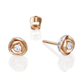 Серьги-пусеты «Бутоны» из красного золота с фианитами 02-3065-00-401-1110-32