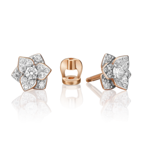 Серьги-пусеты «Цветы» из красного золота с фианитами 02-3068-00-401-1110-23