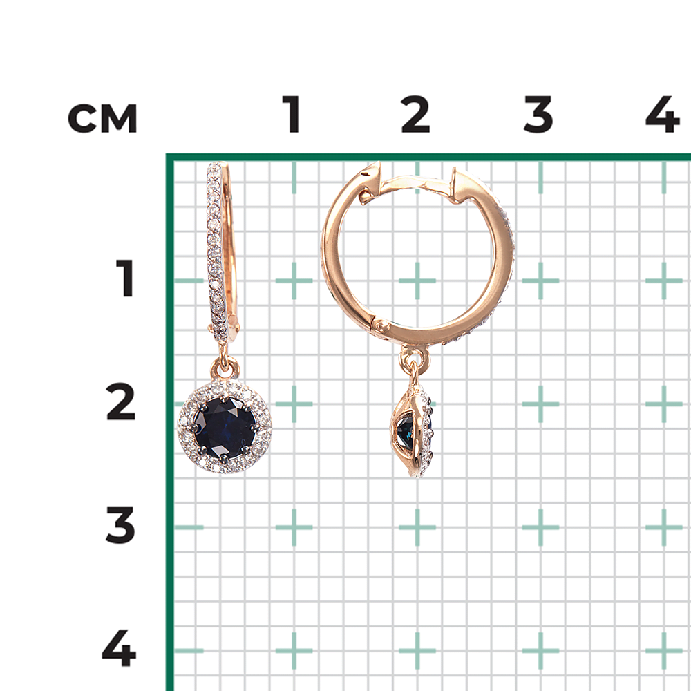 Серьги с английским замком из красного золота с сапфиром и бриллиантами 02-0737-00-105-1110-30